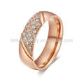 Bague femme en or rose avec diamants, bague en or rose et topaze